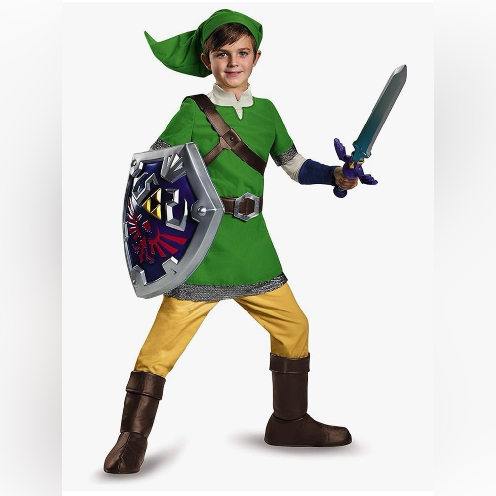 Link Legend of Zelda Nintendo Costume, Size Youth Large (10-12), Green Link